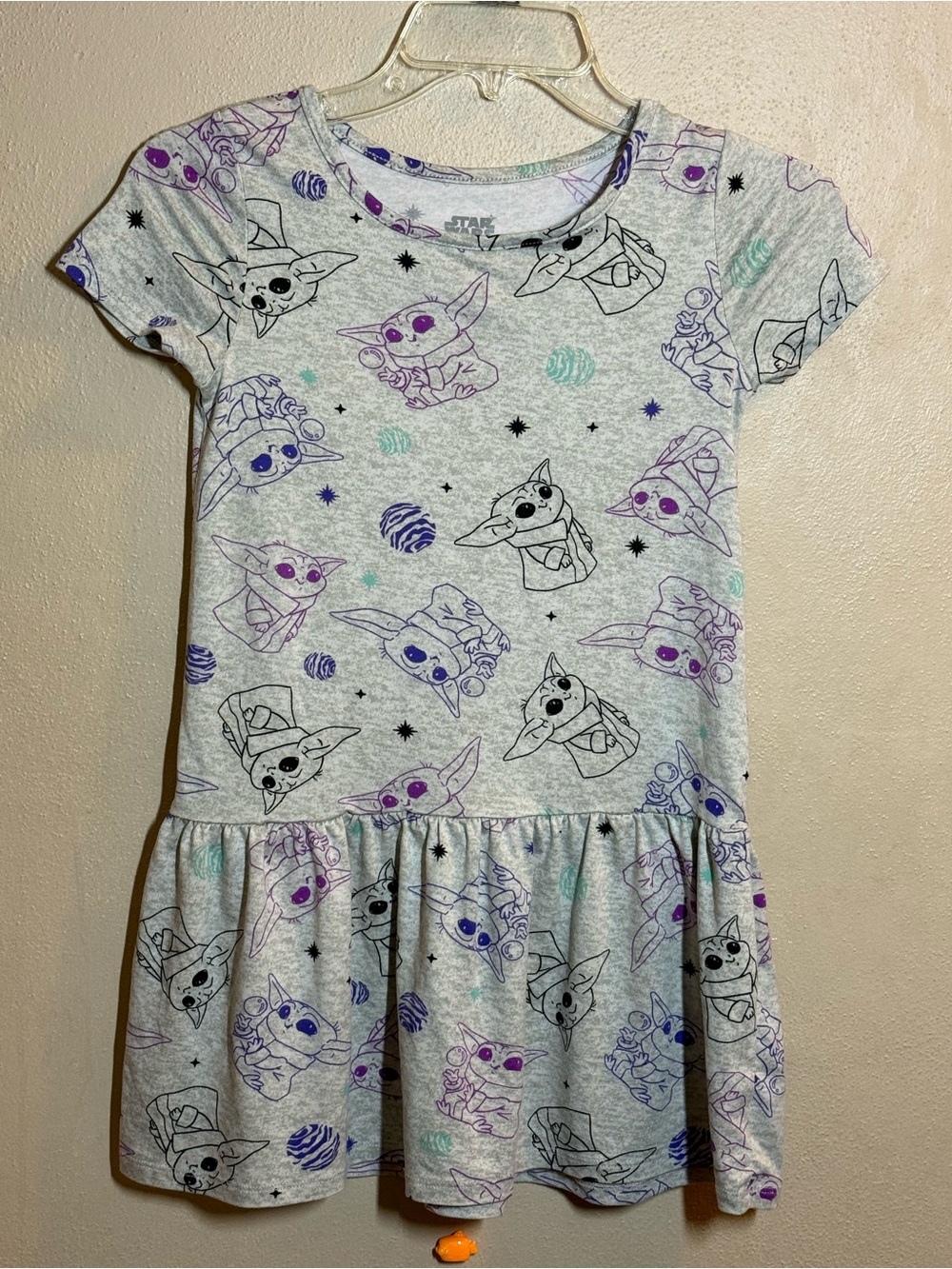 Girls Star Wars The Child Grogu Gray Skater Dress Sz 7/8